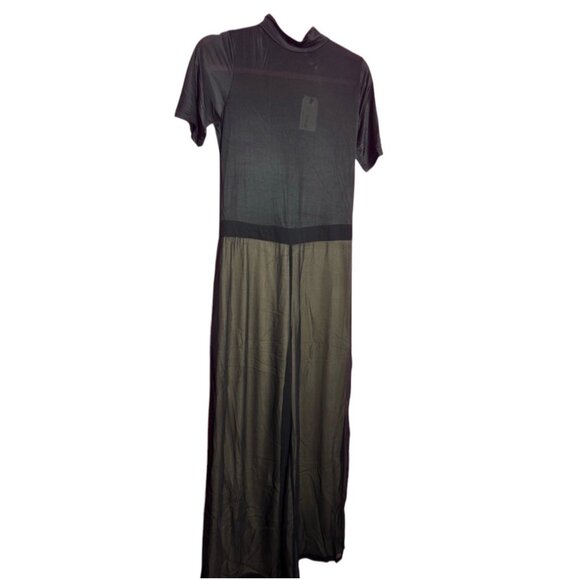 Uniq NWT Wide Leg Short Sleeve Jumpsuit Sz Large Womens Black Mock Neck - Picture 7 of 10